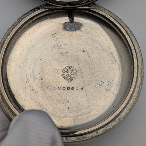 Antique Omega pocket watch from around 1910, diameter 53mm, alloy case, in good working order